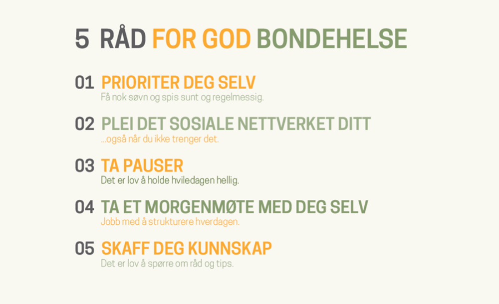 Fem råd for god bondehelse